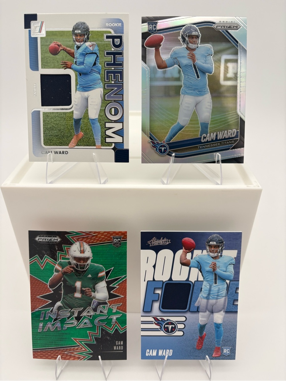 Cam Ward Titans 4-Card Rookie Lot 🔥 Instant Impact /49 & Two Patch Inserts 🔥